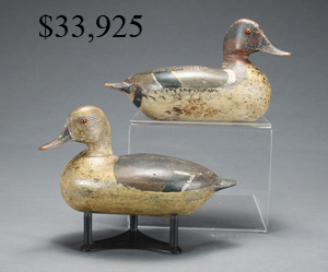 A Greenwing Teal pair of Sibley decoys at auction