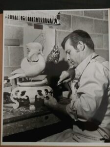 Koelpin Sr. carving “Mandarins” decoys